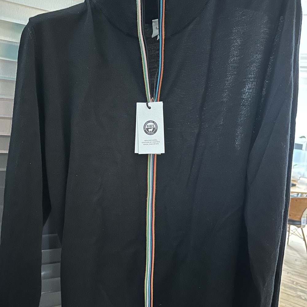 Paul Smith Black Cardigan with Multicolor Trim NWT